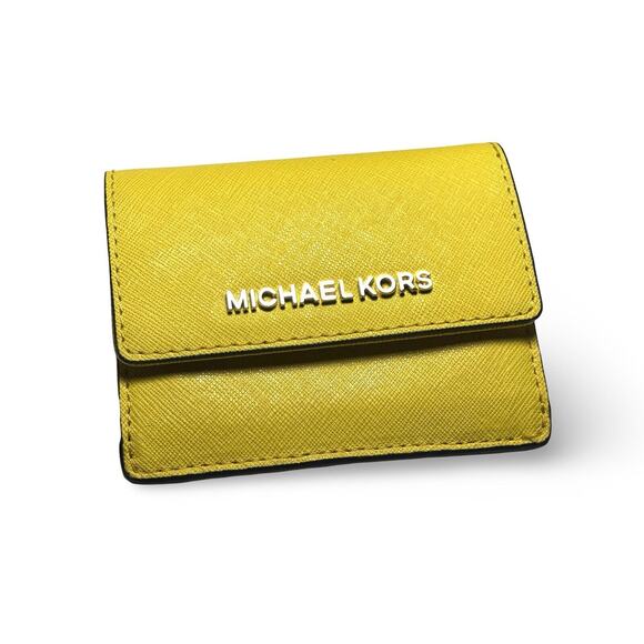 Michael Kors Handbags - Michael Kors Jet Set Travel Cardholder Wallet Citrus Yellow Saffiano Leather